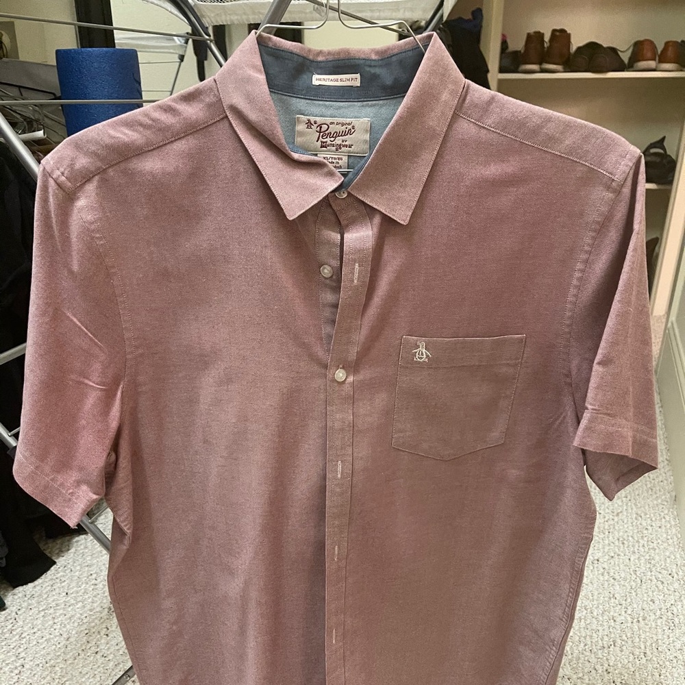 Men’s Red Penguin Short Sleeve Dinner Shirt